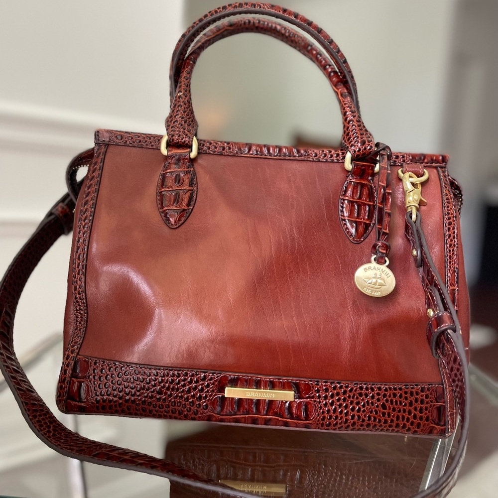 Brahmin Rich Brown Leather Satchel